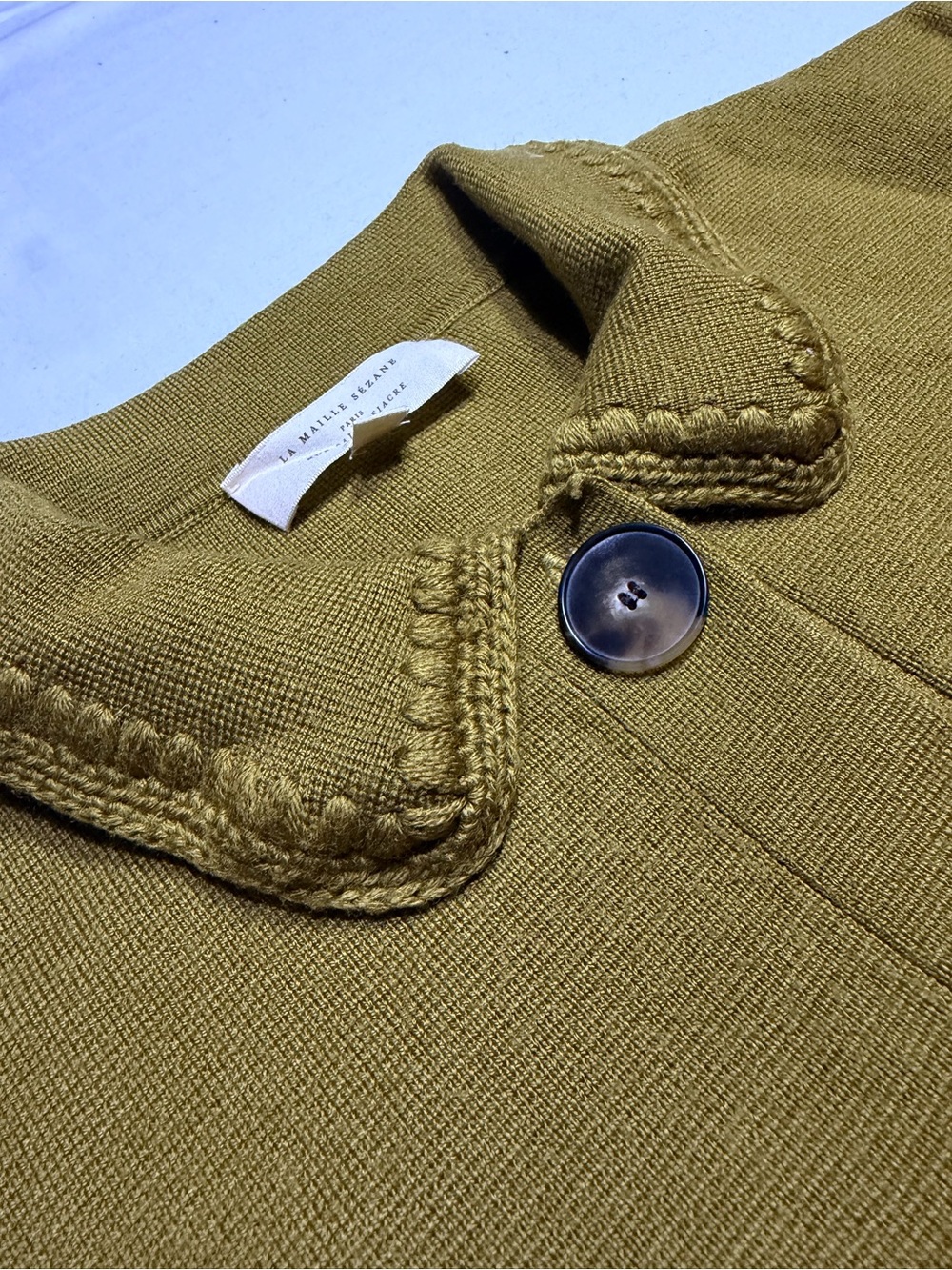 SEZANE Betty Cardigan Jacket Merino Wool Khaki Green Olive - Picture 5 of 11